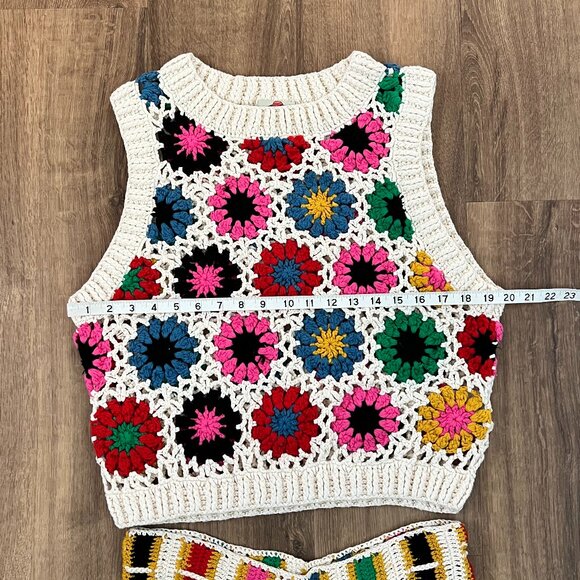 Farm Rio Crochet Sweater Set Sz L - Picture 6 of 12
